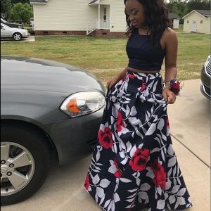 Junior floral prom dress